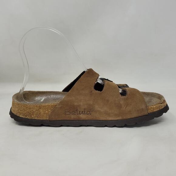 Birkenstock Betula Sandals Womens EU40 US6 Brown Nubuck Triple Straps Buckles - Picture 6 of 14